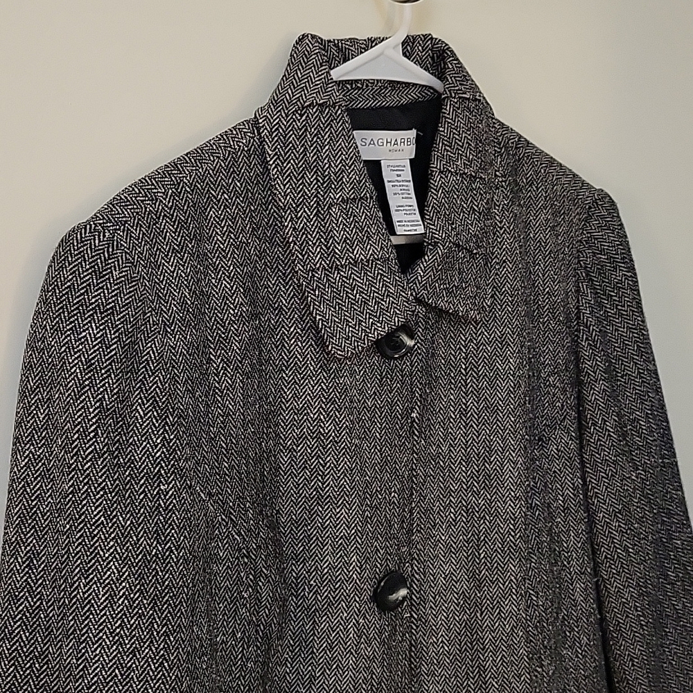 VTG SAG HARBOR Gothic Herringbone Swing Blazer Coat - Picture 3 of 8